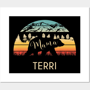 Terri Name Gift Retro Sun Personalized Mama Bear Posters and Art